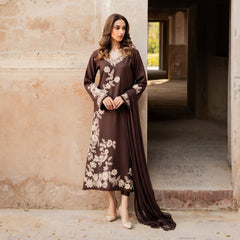 Brown Embroidered 3PCS