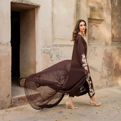 Brown Embroidered 3PCS
