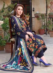 MEHAK NAVY STITCHED 3PCS